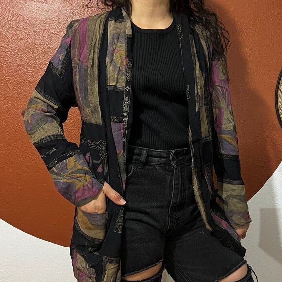 vtg 80s Blazer Oversized Colorful Abstract Artsy Medium patchwork look new wave - Picture 8 of 9